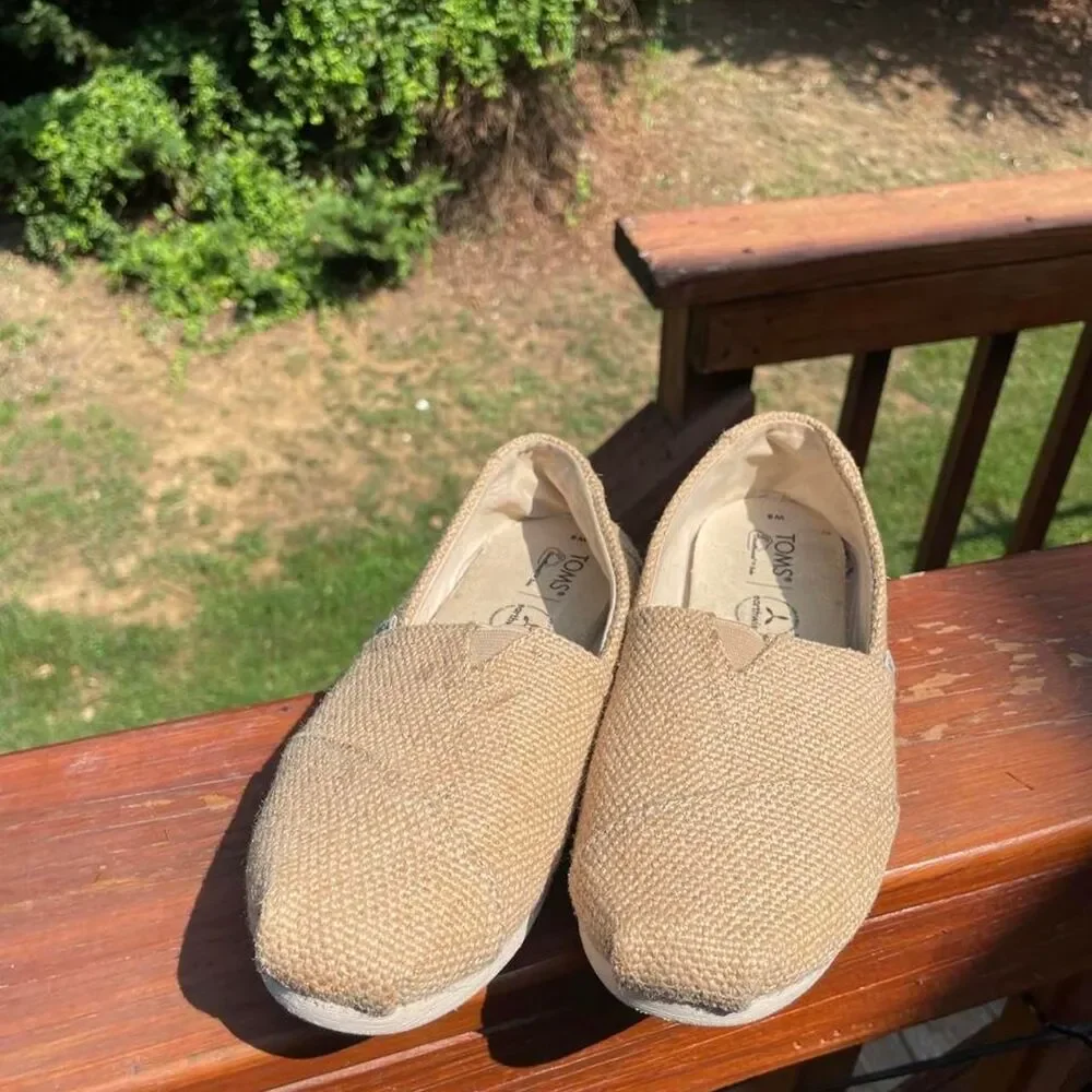 Toms Women's 8 Alpargata Natural Burlap Tan Trainers